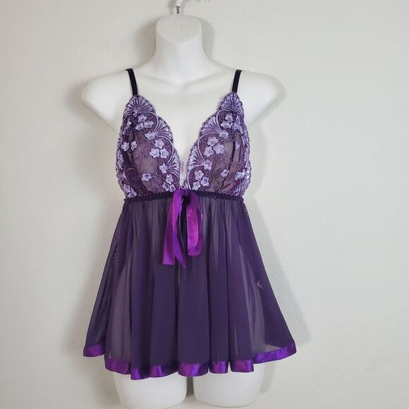Risque Babydoll Chemise One Size Purple Y2K Coquette Lingerie Fairy Whimsygoth - Picture 1 of 12